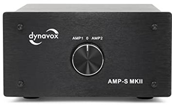 Dynavox AMP-S MKII, Verstärker- und Boxen-Umschalter in Metallgehäuse, für Stereo- und Surround-Verstärker, Verbindung über Bananenstecker oder Klemmanschluss, Schwarz