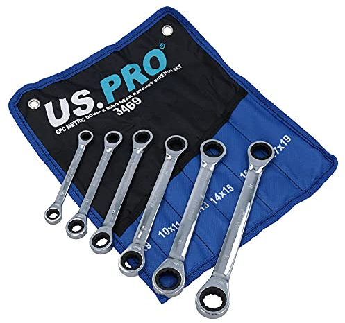 AB Tools 8mm – 19mm Double Ended Ring Gear Ratchet Spanner Wrench Set 6pc 12 Sizes