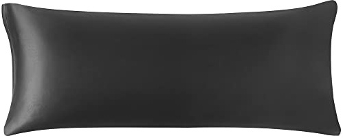 PiccoCasa Satin Body Pillow Cover Case 1 Pack, Black 50x137cm | Satin Zipper Closure Body Pillow Cover, Pillowcases for Hair, Skin & Sleep