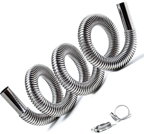 AYUSEB 200 CM Abgasschlauch für Stromerzeuger, Edelstahl Abgasrohr 25mm Diesel Auspuff Abgasrohrleitungen, mit 2 Schellen Standheizung Kraftstofftank Auspuffrohr Schalldämpfer Heizung