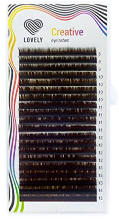 LOVELY Creative Einzelwimpern Braun - für professionelle Wimpernverlängerung - Wimpern Extensions mit C, D & L Biegung - Einzelne Wimpernverlängerung mit 20 Reihen, Biegung: L-Curl, Stärke: 0.07mm