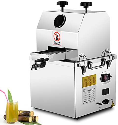 Commercial Electric 350W Slow Masticating Sugarcane Juicer Machine with Feed Chute Tray, 450kg/h Sugar Cane Squeezer Makes High Nutritive Fruit&Sugarcane juice