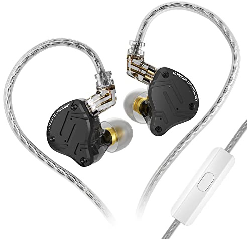Yinyoo KZ ZS10 PRO X kabelgebundene In-Ear-Kopfhörer, ZS10 PRO X Monitor Ohrhörer mit verbesserten 4BA 1DD Treibern, abnehmbares 0,75 mm 2-poliges Kabel (x schwarz, mit Mikrofon)
