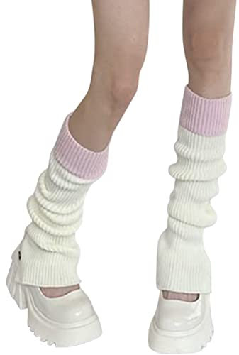 Minetom 1 Paar Stulpen Damen Lolita Stulpen Leg Warmers Beinwärmer Winter Beinstulpen Stricken Legwarmers Gothic Stiefel Boot Abdeckung Für Studenten Mädchen F1 Rosa Einheitsgröße