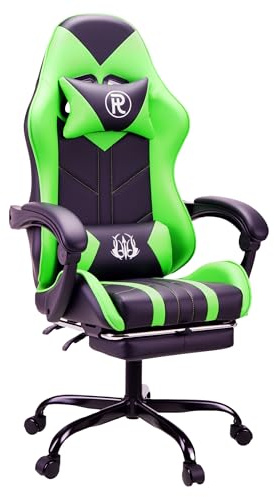 play haha Gaming Chair with Footrest & Lumbar Support,Reclining Swivel Chair,Ergonomic Gaming Chair for Adults, High-Back Racing Style,Adjustable Height with Headrest Pillow