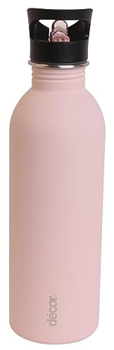 Décor Snap n Seal, Borraccia in acciaio inox a tenuta stagna, con cannuccia, senza BPA, 1 l, con maniglia per il trasporto, per scuola, viaggi, lavoro e palestra, borraccia ideale per bambini e adulti