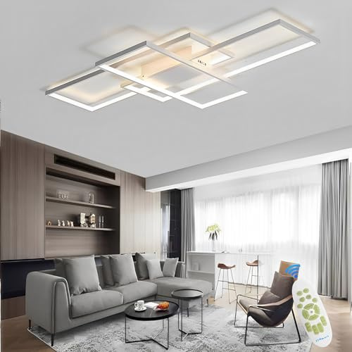 Qiaomao 65W LED Deckenleuchte Dimmbar Deckenlampe Wohnzimmer Weiß 80cm | 3000K-6000K, Wohnzimmer Lampe Decke mit Fernbedienung, Wohnzimmerlampe mit Memory Funktion Sperren, Für Schlafzimmer, Küche