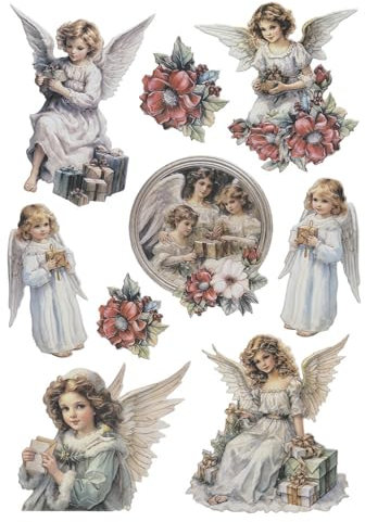 Ideen mit Herz Stickerbogen 3-D Relief-Sticker | Aufkleber | Hochwertig geprägt mit 3-D-Effekt | Din A4 Bogen mit verschiedenen Motiven (Engel)