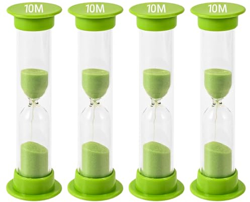 TeacherFav Sanduhr für Kinder – 10-Minuten-Set aus 4-Stunden-Glas – grüne Farbe – mit Acryl überzogen für Klassenzimmer, Zuhause und Kinderzimmer