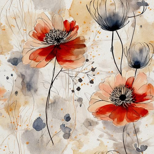 HEKO PANELS Stoff Oxford wasserdicht, Blumen, 1 Meter 155 x 100 cm | Dekostoffe zum Nähen und Handwerken, blickdichte Möbelstoffe, Nähstoffe DIY, als Meterware erhältlich