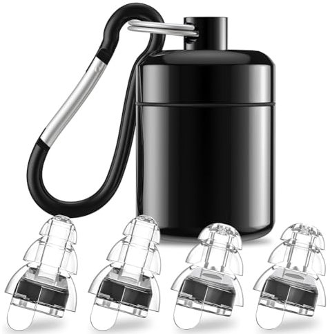 Hanabitx Hi-Fi-Konzert-Ohrstöpsel für Konzerte, Musiker, Ohrstöpsel zur Geräuschreduzierung, 24 dB fortschrittlicher Filter, 2 Paar (schwarz)
