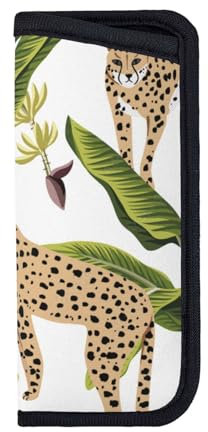 YUNWEIKEJI Tropische Vintage-Bananenbaum-Gepardenblume, Brillentasche, kratzfestes Brillenetui, tragbares Brillenetui, Neopren-Sonnenbrillenetui