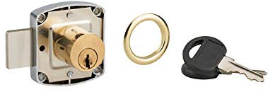 THIRARD - Serrure de meuble en applique pour porte d'ameublement, axe 20mm, 40x40mm, nickelé, 2 clés