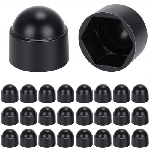 Noosverl M14(22mmwheel nut covers),Black Plastic Hex Nut Bolt Dome Cap Cover,Nut and Bolt Protective Caps Cover Hexagonal,24PCS