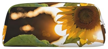 ASPOIJHN Sunflowers Sun Vielseitiges Leder-Federmäppchen, stilvolle Aufbewahrungstasche für Schule, Büro, Schreibwaren, Kosmetiktasche, Münzen, Organizer, silber, Einheitsgröße, Krawattenetui