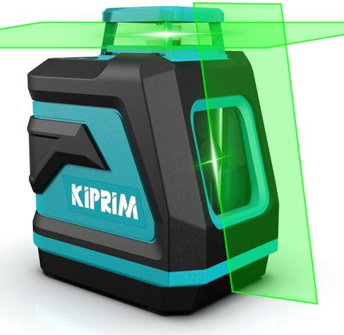 Livella Laser, Kiprim LV8D Laser Autolivellante a Raggio Verde Laser con Visibilità Migliorata, 5 Linee Laser, Modalità Manuale/Autolivellamento/Impulso(Batteria Inclusa)