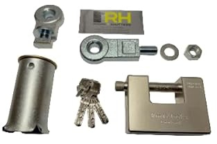 Roller Shutter Ground Lock with 90mm Armoured Padlock - Heavy Duty Italian Steel Garage Door Security Lock (Keys Included)