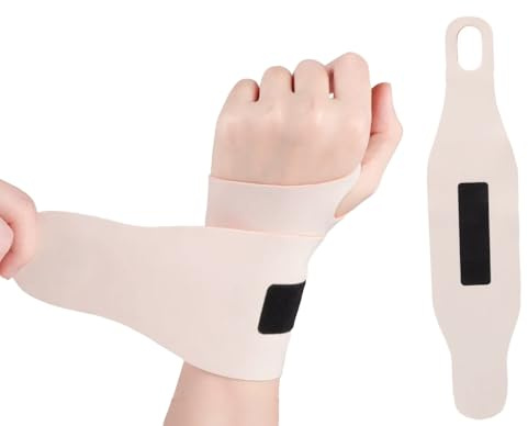 Nokwocy handledsbandage, lämplig för handledssmärta från långa arbetstider, karpaltunnel handledsbandage nattstöd, lätt att bära, anpassad, beige (2-pack)