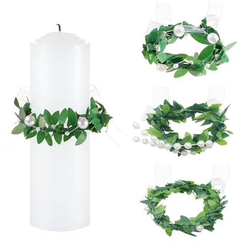 BSITSSS 3 Piece Candle Garland, Candle Wreaths Decorative, Candles Ring with Drip Protection Artificial, 3-6 cm Diameter Decorative Wreaths Decorative Candle Wreath for Communion