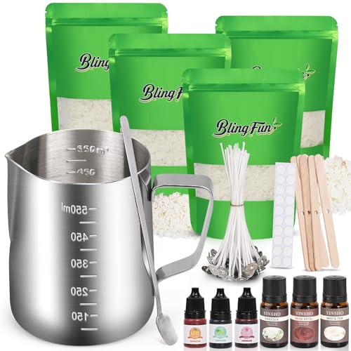 kerzen selber machen-920g Natur Sojawachs mit Duftöl, Farbstoffen & Zubehör – Kerzenmachen Zuhause, Geschenkidee Herstellung von Duftkerzen und Wachsprodukten