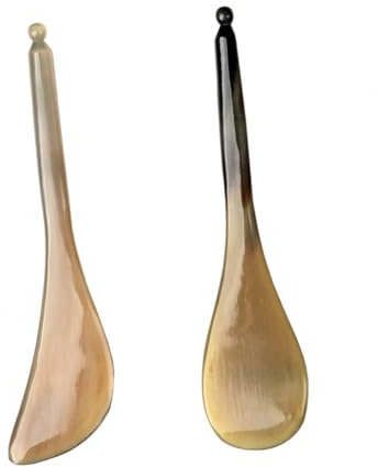 UTHCLO Manueller Akupressurstab Glatte Oberfläche aus Rinderhorn 2 Stück Fördert die Durchblutung Beige Schabestab für Effektive Hautpflege und Massage für Gesicht und Augen