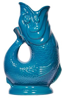 Gluckigluck Karaffe XL Petrolblau glänzend – 1,2 l – Original Gluggle Jug aus England – Wasserkrug mit Glucker-Geräusch – Handgefertigt & glänzende Oberfläche – Kult-Krug als Vase oder Dekanter