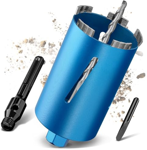 Corona de perforación de diamante M22, SDS-Max, diámetro de 92 mm, L 200 mm, para taladros de núcleo | Con turbo de 10 mm, soldado con láser, húmedo y seco, broca avellanadora para mampostería de granito