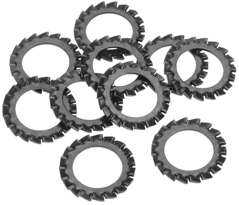 QUARKZMAN 10Pcs Arandelas De Bloqueo Con Dientes Externos, Arandelas De Seguridad Dentadas De Acero Al Carbón M16 Para Tornillos Y Equipos Mecánicos, Negro