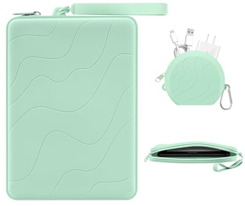 MoKo 6-7 Inch Silicone Clutch Sleeve for Kindles & E-Readers, Multi-Purpose Bag with Accessory Pouch Fits 7 Paperwhite/Colorsoft & 6.8 Paperwhite, 6 Kindles, Kobos, Nook, Sage Green