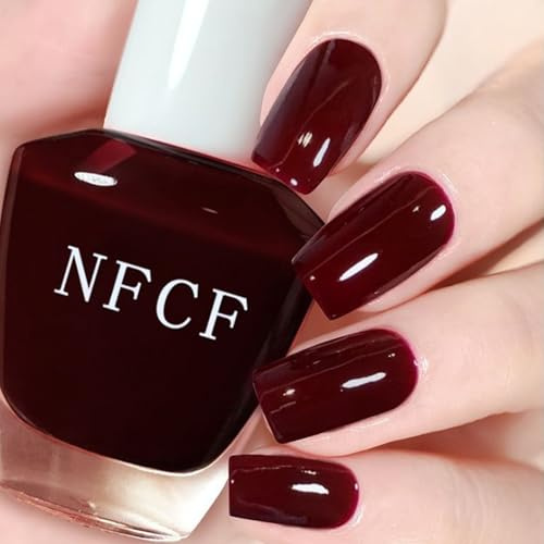 Red Nail Polish - Red Nail Varnish - Quick Dry Dark Wine Red Nail Polish - Silky Smooth Glossy Burgundy Nail Varnish - Chip Resistant Classic Christmas Nail Paint Gift For Women DIY Manicure