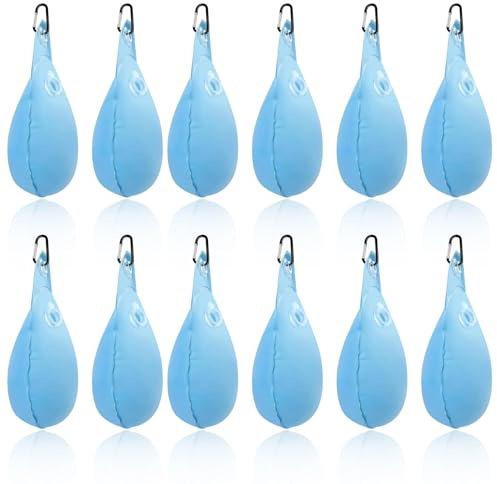 HUANR 12 Stück Wassersack Pool, 35 x 23,5 cm Wasserbeutel für Schwimmbäder | Verstärktes PVC Pool Wandtaschen, Poolabdeckung Gewichte mit 12 Haken, für Befestigung Winter-Poolabdeckungen und Planen
