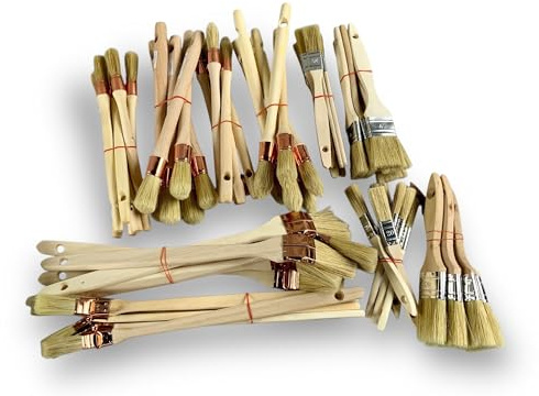 Lot de 60 Pinceaux de Peinture | Pinceaux Plats, Radiateurs, Pouce et Rechampir | 20/40 mm | Set Complet pour Travaux, Rénovation, Bricolage, Acrylique, Vernis et Enduits | PINC60
