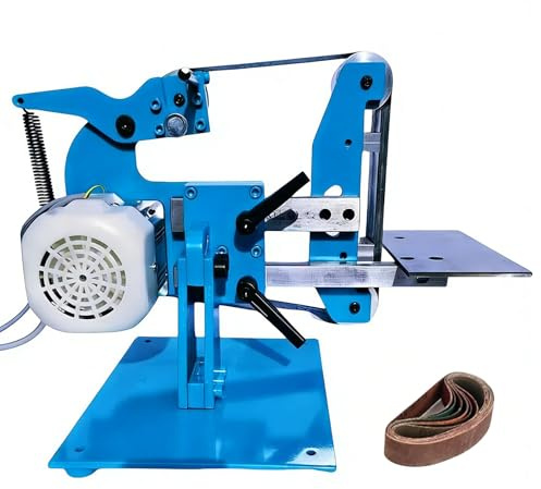 Ponceuse à bande électrique 1100 W, machine de ponçage à bande d'atelier avec 5 bandes abrasives, meuleuse de polissage à vitesse réglable, utilisation verticale et horizontale(750W)