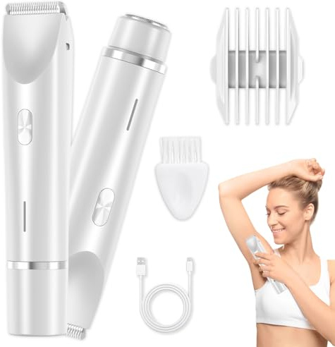 Rasoio elettrico da donna 2 in 1, Indolore Rasoio Parti Intime Donna, Rasoio elettrico a doppia testa per donna, Rasoio Donna Inguine IPX7 Impermeabile, Rasoio Elettrico Donna, per corpo, viso (M8)