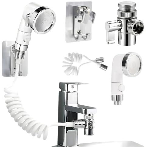 Alcachofa de mano para lavabo, juego de cabezal de ducha para lavabo, alcachofa de mano con soporte y manguera para lavabo para grifo