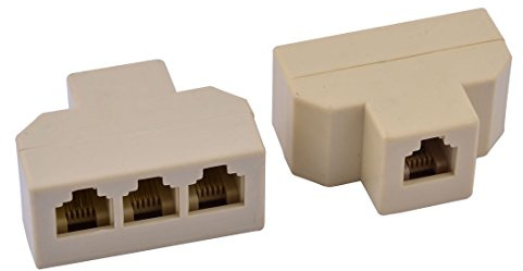 sourcing map RJ11 6P4C Port Telephone Cable Adapter Splitter Connector Adapter Beige 2Pcs