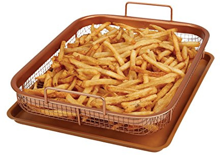 Copper Chef Copper Crisper Non-Stick Oven Baking Tray with Crisping Basket, 2 Piece Set