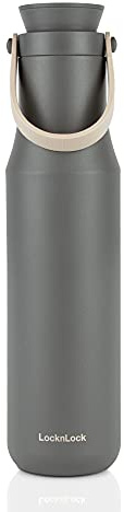 Lock & Lock Metro Tumbler - Thermobecher für Kaffee, Tee und andere heiße und kalte Getränke - Vakuum Isolierflasche mit Trageschlaufe - 710 ml - grau