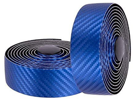 YGLONG Lenkerband Rennrad Lenkerband Lenker Carbon-Faser-Muster PU-Band Durable Shock-Proof hohe Zähigkeit Bar Tape mit 2 Bar Plugs Lenkerband Rennrad (Color : Blue)