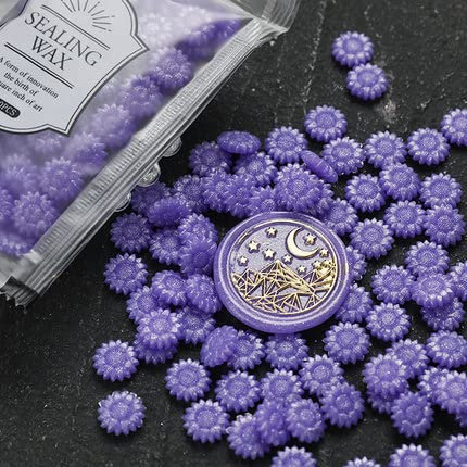 100 Stück Sonnenblumen-Perlen-Siegelwachs, Glitzerwachsperlen, Siegelstempel, Hochzeitseinladung, handgefertigt, DIY-Geburtstagsgeschenk, Lavendel-Lila