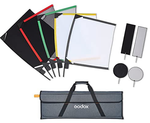 Daoco SF4560 Faltbares Scrim-Flaggen-Kit mit 5 Flaggen 45 * 60 cm / 18 * 24 Zoll zum Formen, Blockieren, Diffusieren, Vielseitiges, tragbares Fotografie-Licht-Modifikations-Kit mit Tragetasche*