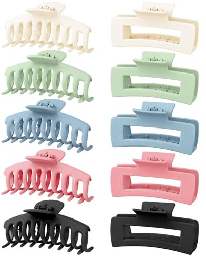 Kavya 10 Stück Haarklammer Groß, Haarspangen Damen Groß Dickes Haar Matt, Rutschfestes Haarklammern Set Haarstyling Zubehör für Frauen Mädchen (Farbe)