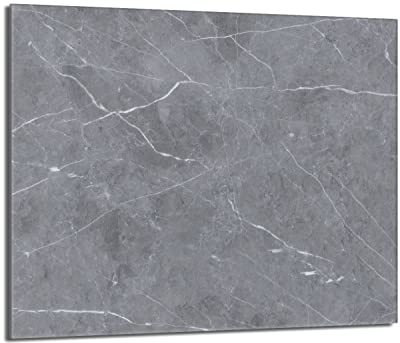 Herdabdeckplatte 60x52 Einteilig Glas Elektroherd Induktion Herdschutz Spritzschutz Glasplatte Deko Schneidebrett, Marmor Grau