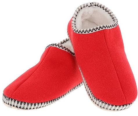 Snoozies! Stövlar enkla supermjuka damtofflor med halkfri sula - Damstorlekar från 3-7, Röd, Small
