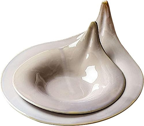 Plato hondo, Platos hondos Cuencos, Cuenco for servir ensalada de pasta, Platos hondos for sopa, Tazón grande y poco profundo, Plato for ensalada Cerámica grande for servir, Poke Bowl, Dos platos-Gris