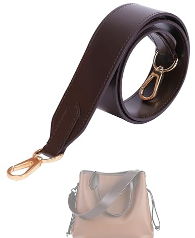 DGAZ Leder Kurz-Schulterriemen für Neverfull, 3,8 cm, 65 cm, Glossy Brown