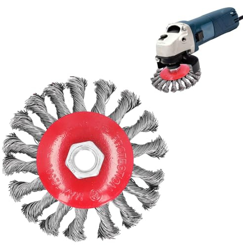 Tissting Drahtbürsten Flex Ø 100mm M10 x 1,5 Mutter Winkelschleifer Rundbürsten Kegelbürste Gezopfter Draht 0,5mm Edelstahl Scheibenbürste für Poliere, Entzunder, Entgrate