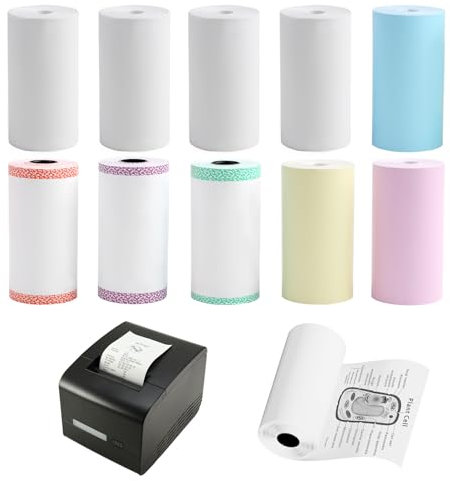 LEUUD 10 Rouleaux Thermique Appareil Photo Impression Papier, 57x30 mm Papier Thermique d'impression, Papier Thermique Blanc et Couleur pour Mini Imprimante, Memo, DIY, Photo et Plus