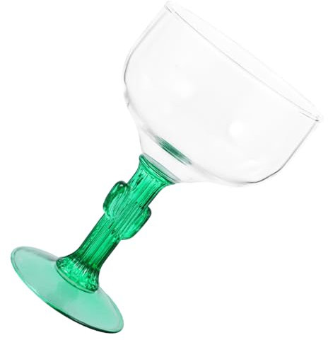 PRETYZOOM Creative Cactus Wine Glass 400ML Unique Goblet for Party Drink Cup Desktop Decor High Foot Mexican Cocktail Glass Reusable