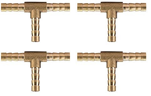 5 Stück Messing T 3-Wege-Schlauchverbinder, T-Widerhakenverbinder Messing T-Widerhakenverbinder Raccord 6 Mm, Armaturen Widerhakenverbinder Luft Wasser Öl Gas Kraftstoff (6MM)